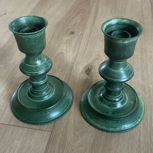 Vintage Faux Patina Finish Green Brass
Candle Holders